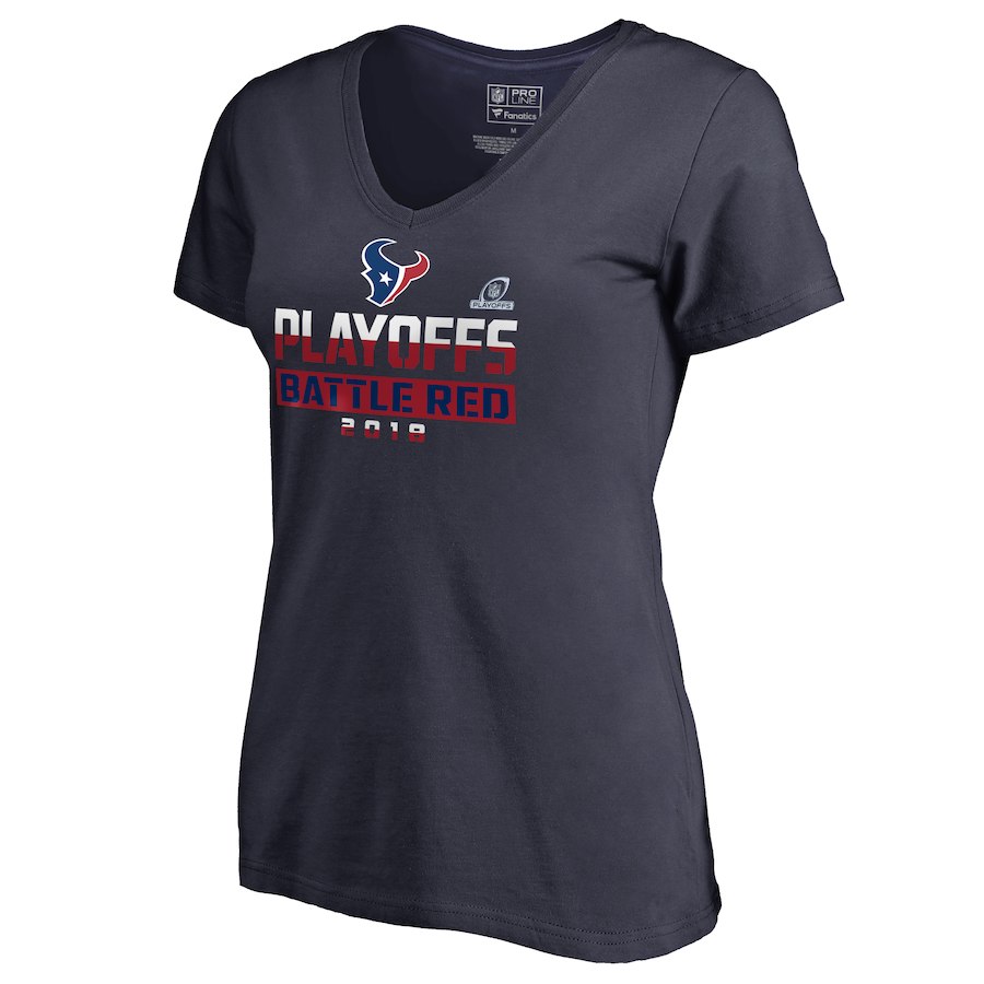 Texans Navy Women's 2018 NFL Playoffs Battle Red T-Shirt