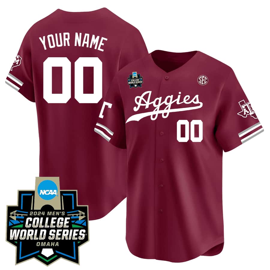 Texas A&M Aggies 2024 College World Series Vapor Premier Limited Custom Jersey - All Stitched Aggie Maroon