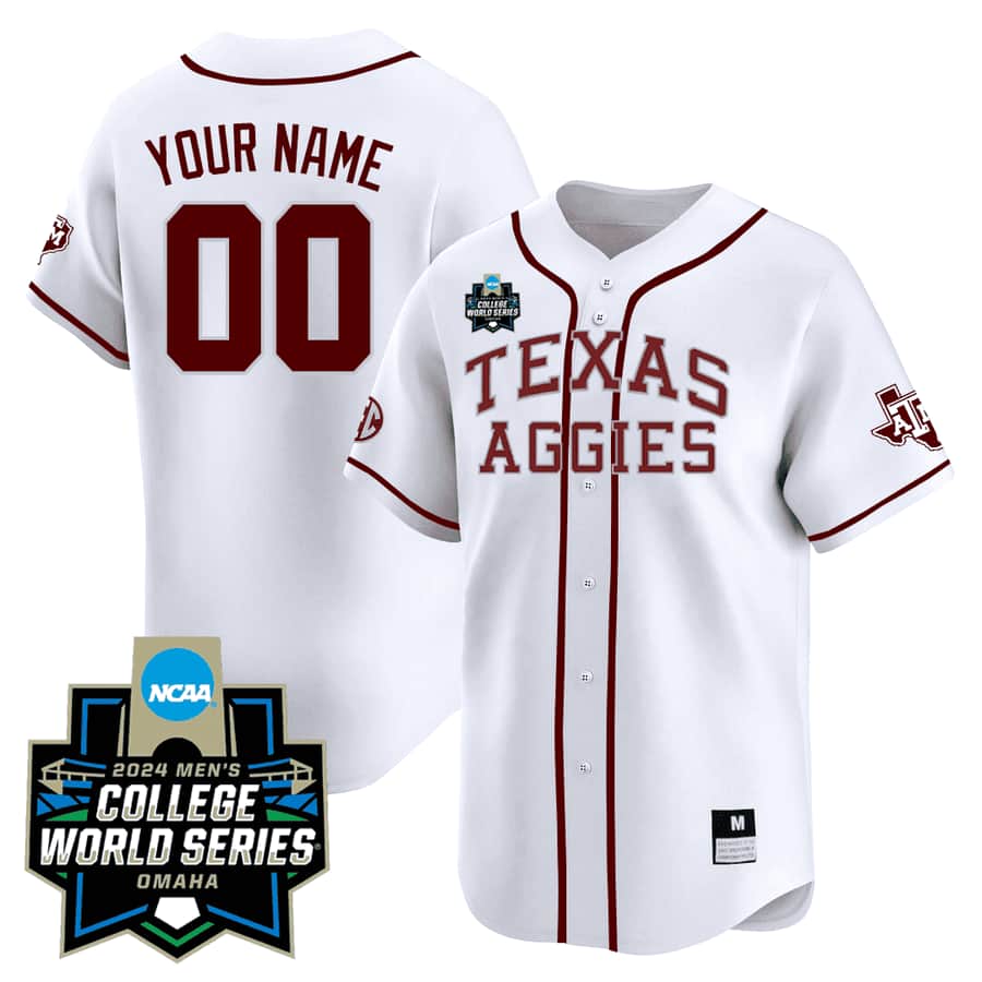 Texas A&M Aggies 2024 College World Series Vapor Premier Limited Custom Jersey - All Stitched White Alternate