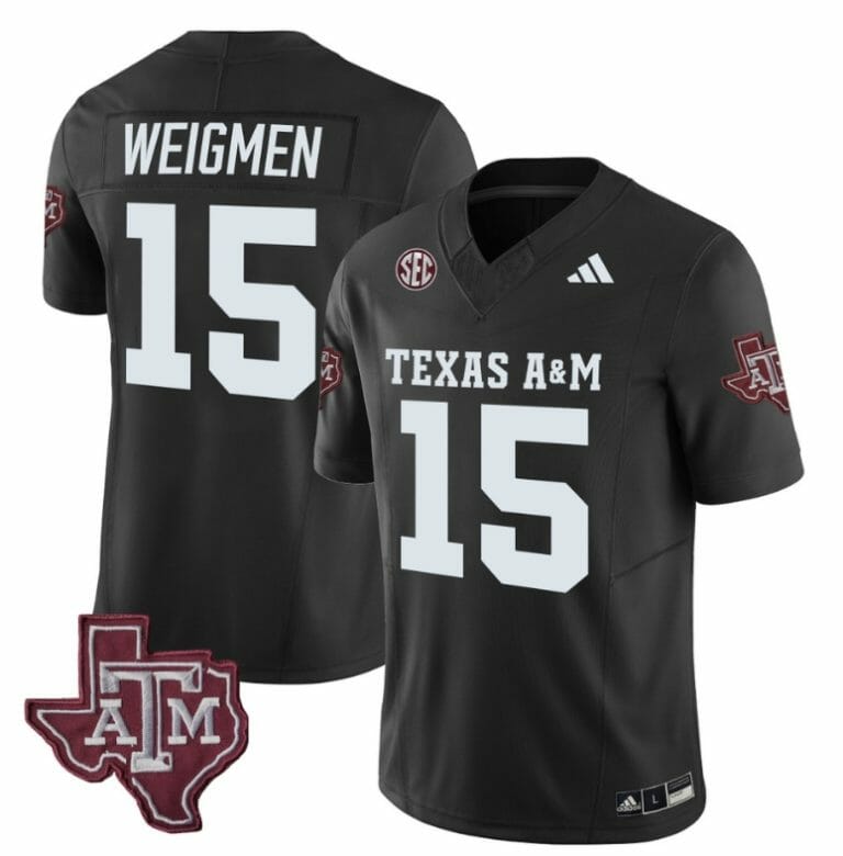 Texas A&M Aggies Conner Weigman Jersey #15 Vapor Limited College Football Black