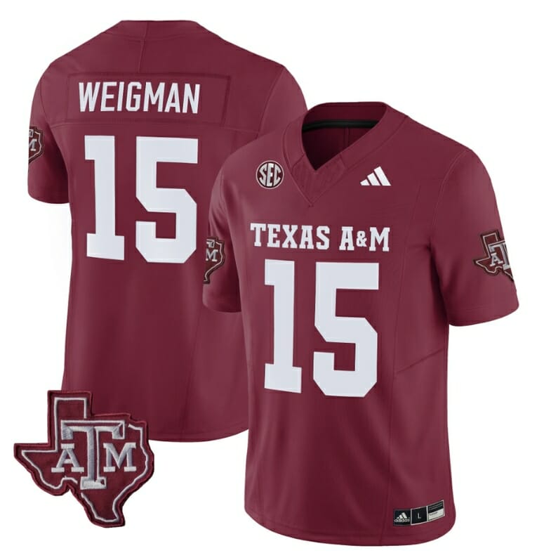 Texas A&M Aggies Conner Weigman Jersey #15 Vapor Limited College Football Maroon