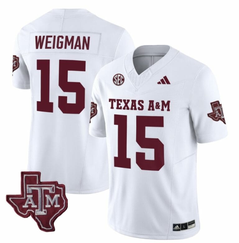 Texas A&M Aggies Conner Weigman Jersey #15 Vapor Limited College Football White