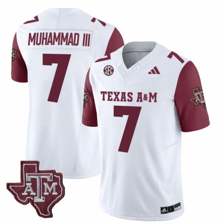 Texas A&M Aggies Moose Muhammad III Jersey #7 Vapor Limited College Football Maroon Sleeves