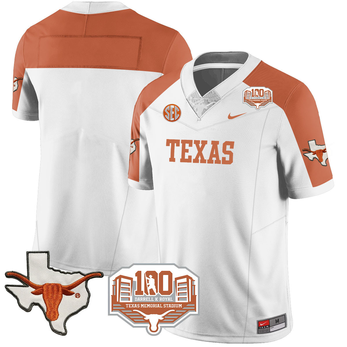 Texas Longhorns 2024 Vapor Football Jersey - 100 years of Darrell K Royal - All Stitched  INVERTED Blank