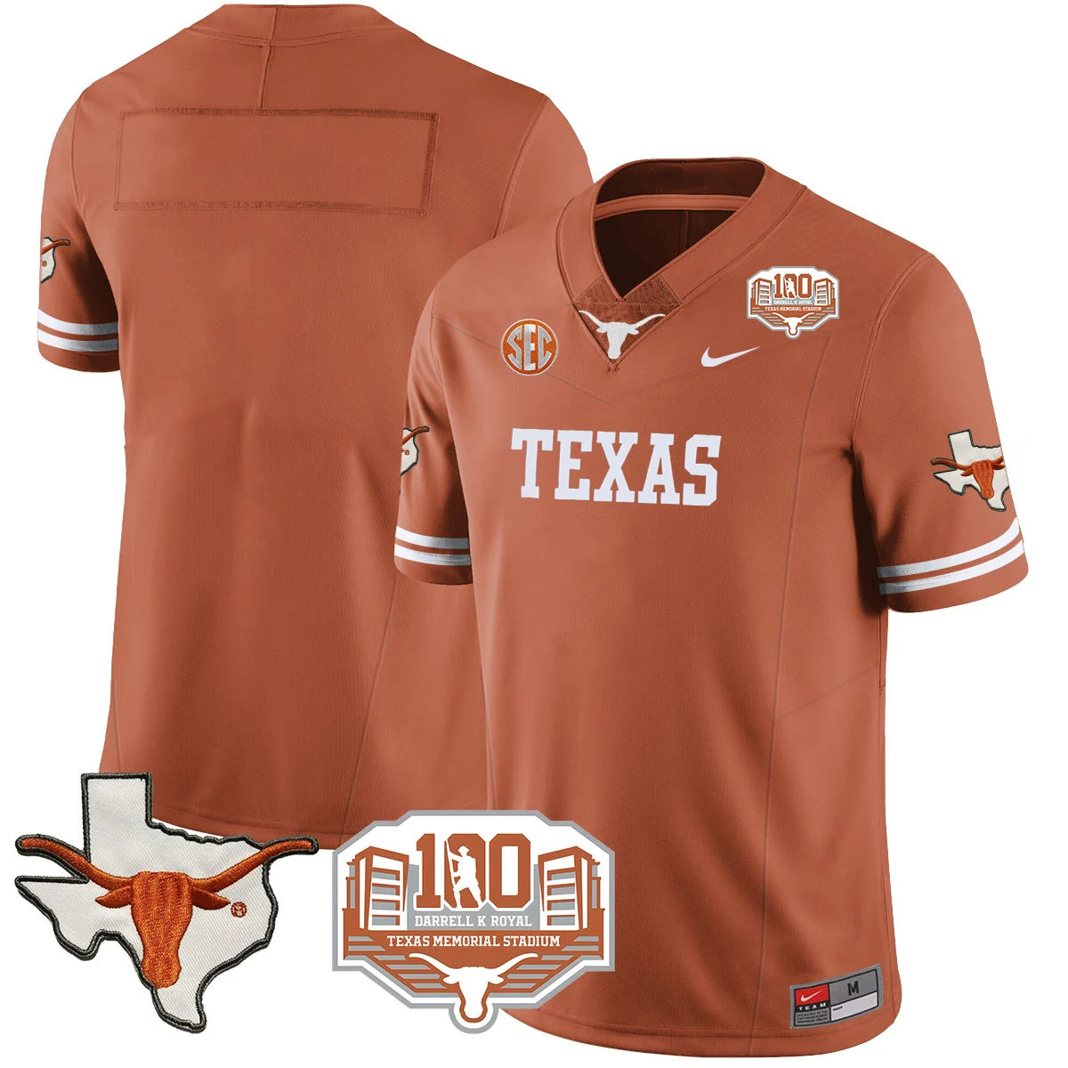Texas Longhorns 2024 Vapor Football Jersey - 100 years of Darrell K Royal - All Stitched  TEXAS Blank