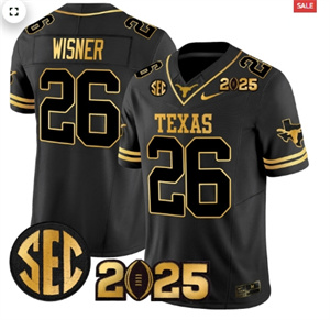Texas Longhorns 2025 CFP Final Gold Patch Vapor Limited Custom Jersey - All Stitched  Black Gold
