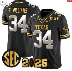 Texas Longhorns 2025 CFP Final Gold Patch Vapor Limited Custom Jersey - All Stitched  Black Limited Ricky Williams