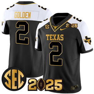 Texas Longhorns 2025 CFP Final Gold Patch Vapor Limited Custom Jersey - All Stitched Alternate Matthew Golden