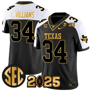 Texas Longhorns 2025 CFP Final Gold Patch Vapor Limited Custom Jersey - All Stitched Alternate Ricky Williams 34