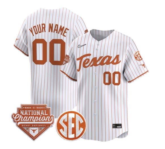 Texas Longhorns 2026 Back-To-Back World Series (WCWS)  Champions Vapor Premier Limited Custom Jersey - All Stitched