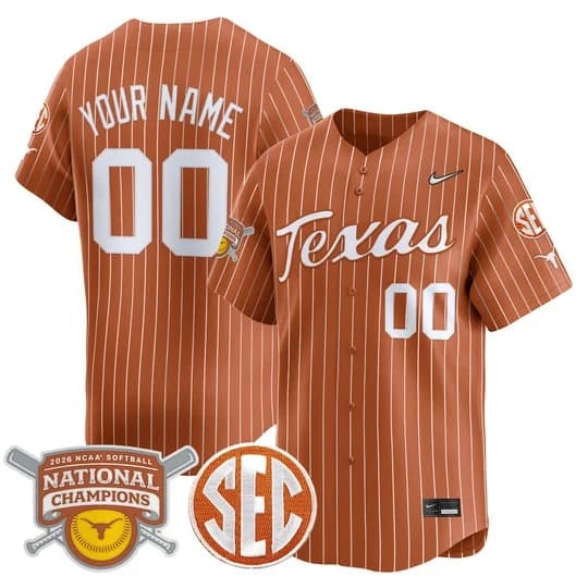 Texas Longhorns 2026 Softball National Champions Vapor Premier Limited Custom Jersey -   All Stitched