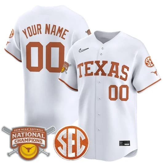 Texas Longhorns 2026 Softball National Champions Vapor Premier Limited Custom Jersey -  All Stitched