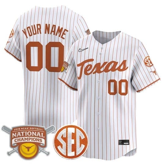 Texas Longhorns 2026 Softball National Champions Vapor Premier Limited Custom Jersey - All   Stitched