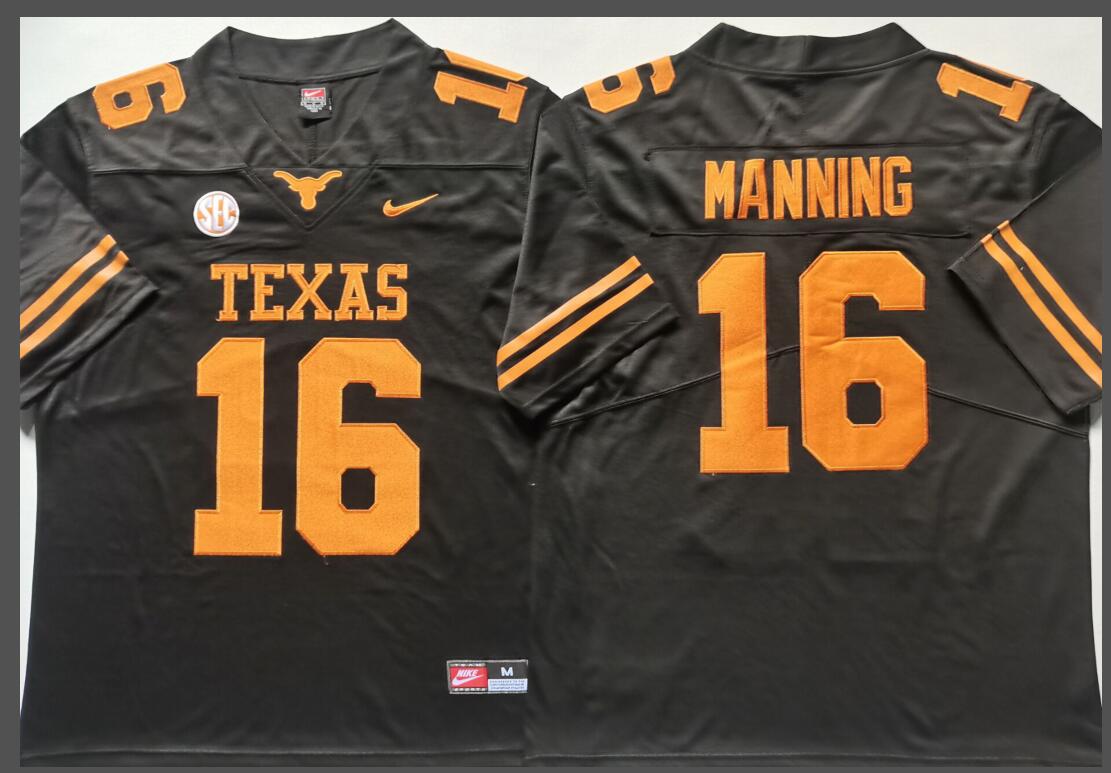 Texas Longhorns Black #16 MANNING Jersey