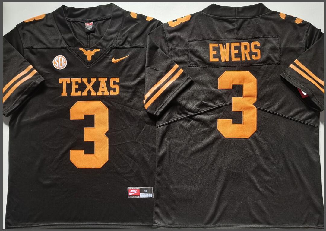 Texas Longhorns Black #3 EWERS Jersey