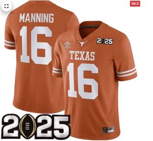 Texas Longhorns Football 2425 Jersey - CFP Final Patch - All Stitched Orange  MANNING - 16