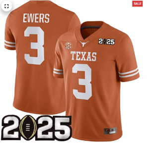 Texas Longhorns Football 2425 Jersey - CFP Final Patch - All Stitched Orange EWERS - 3