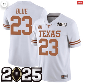 Texas Longhorns Football 2425 Jersey - CFP Final Patch - All Stitched White BLUE - 23