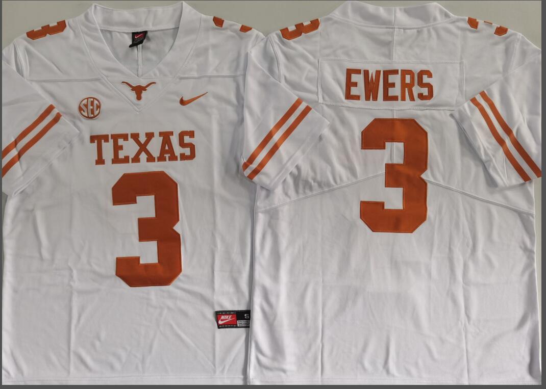 Texas Longhorns White #3 EWERS Jersey