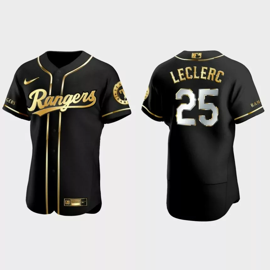 Texas Rangers #25 Jose Leclerc Golden Edition Authentic Jersey – Black