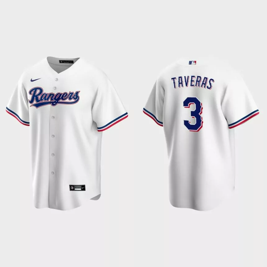 Texas Rangers #3 Leody Taveras Replica Home Jersey – White