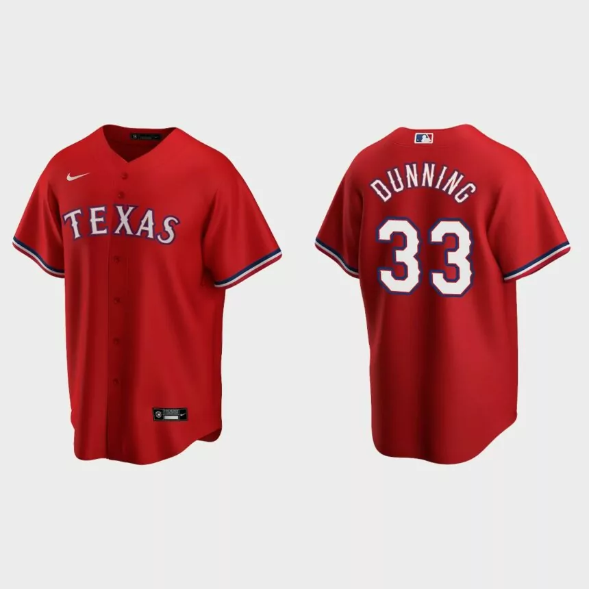 Texas Rangers #33 Dane Dunning Replica Alternate Jersey – Red