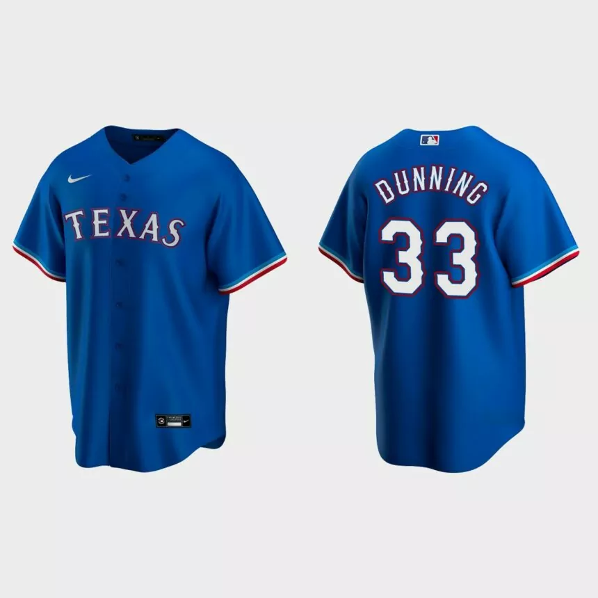 Texas Rangers #33 Dane Dunning Replica Alternate Jersey – Royal