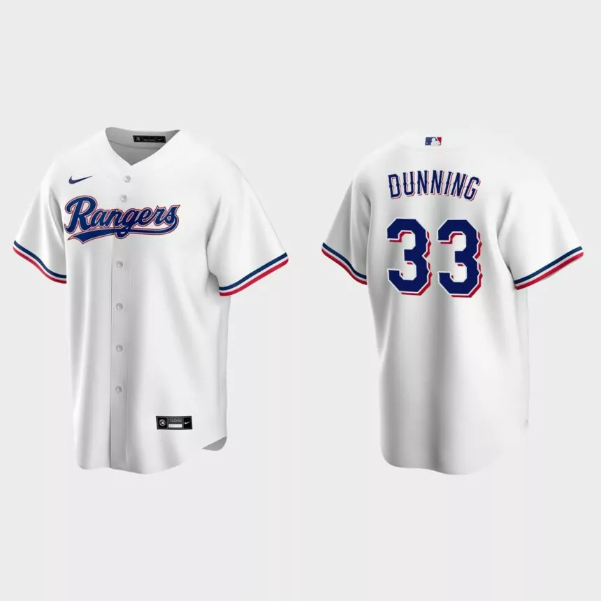 Texas Rangers #33 Dane Dunning Replica Home Jersey – White