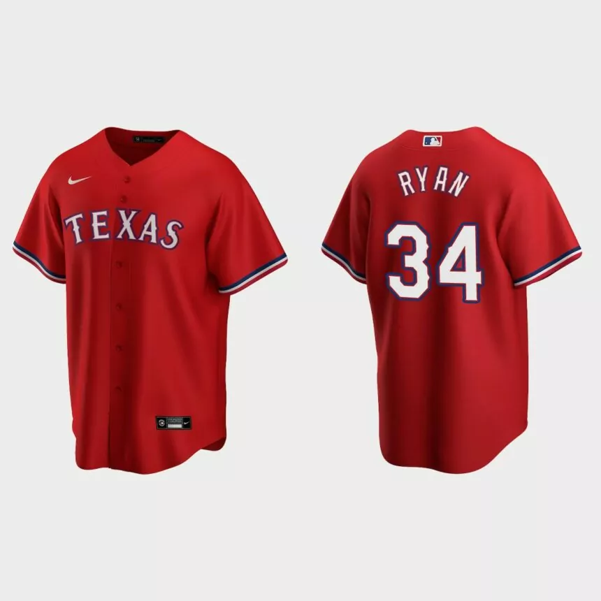 Texas Rangers #34 Nolan Ryan Red 2020 Replica Alternate Jersey