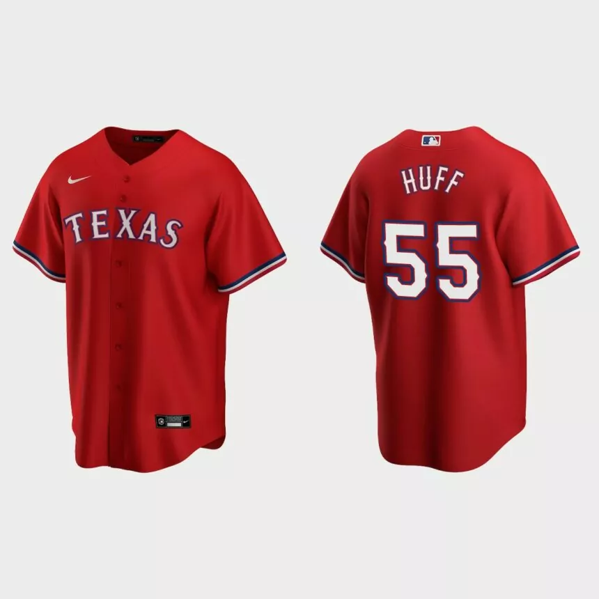 Texas Rangers #55 Sam Huff Replica Alternate Jersey – Red