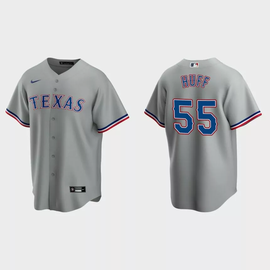Texas Rangers #55 Sam Huff Replica Road Jersey – Gray