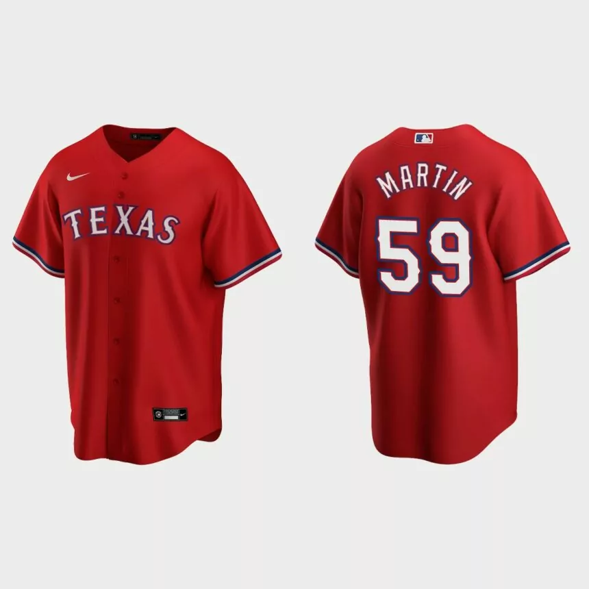 Texas Rangers #59 Brett Martin Replica Alternate Jersey – Red
