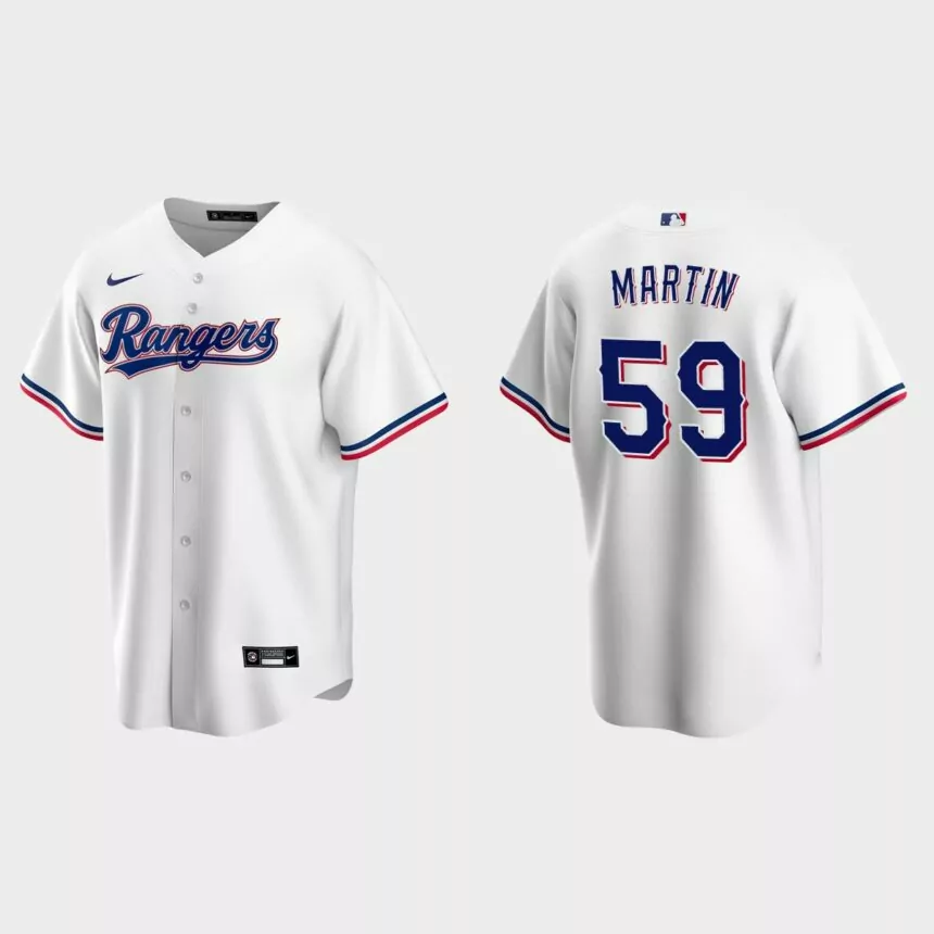 Texas Rangers #59 Brett Martin Replica Home Jersey – White