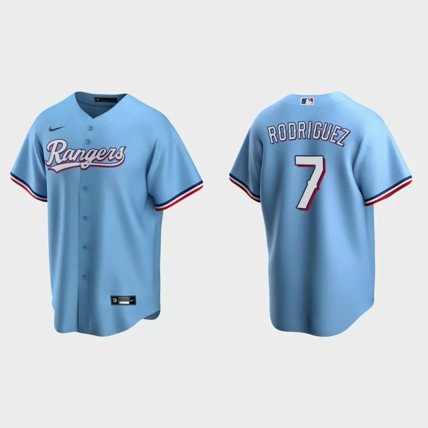 Texas Rangers #7 Ivan Rodriguez Light Blue 2020 Replica Alternate Jersey
