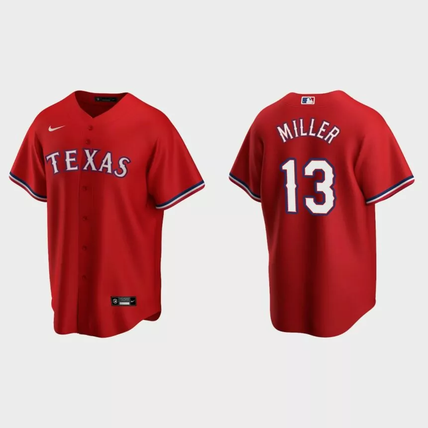 Texas Rangers Brad Miller Replica Alternate Jersey – Red
