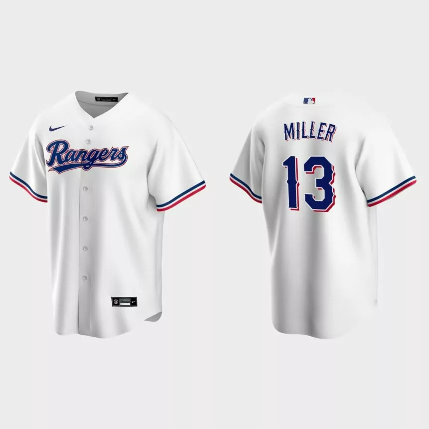 Texas Rangers Brad Miller Replica Home Jersey – White