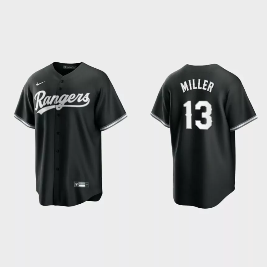 Texas Rangers Brad Miller Replica Official Jersey – Black White
