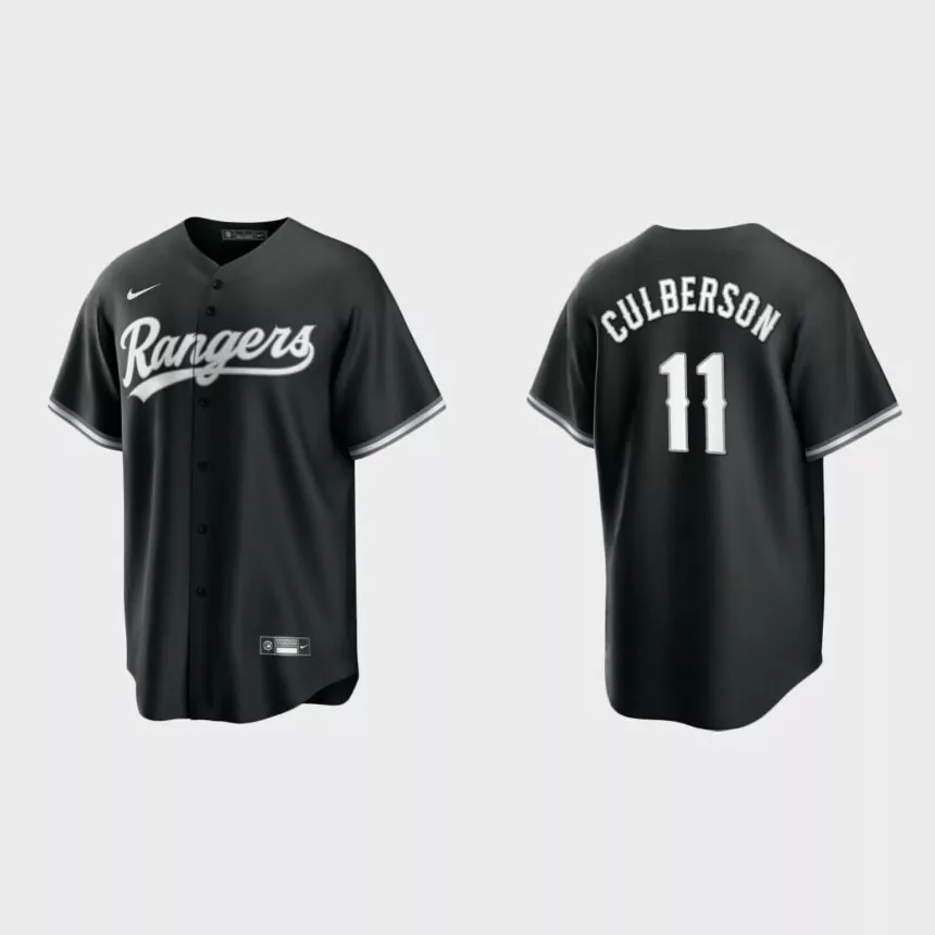 Texas Rangers Charlie Culberson Replica Official Jersey – Black White