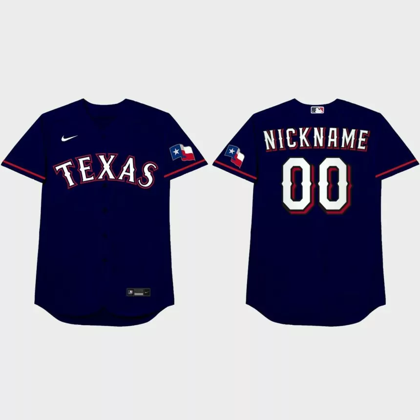 Texas Rangers Custom 2021 Players’ Weekend Nickname Jersey – Blue