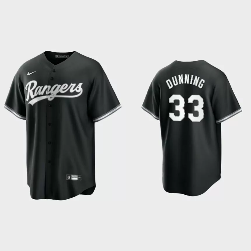 Texas Rangers Dane Dunning 2021 All Black Fashion Replica Jersey – Black White