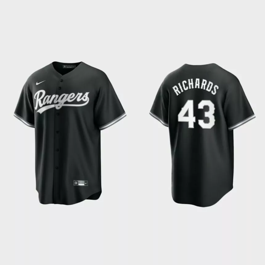Texas Rangers Garrett Richards Replica Official Jersey – Black White