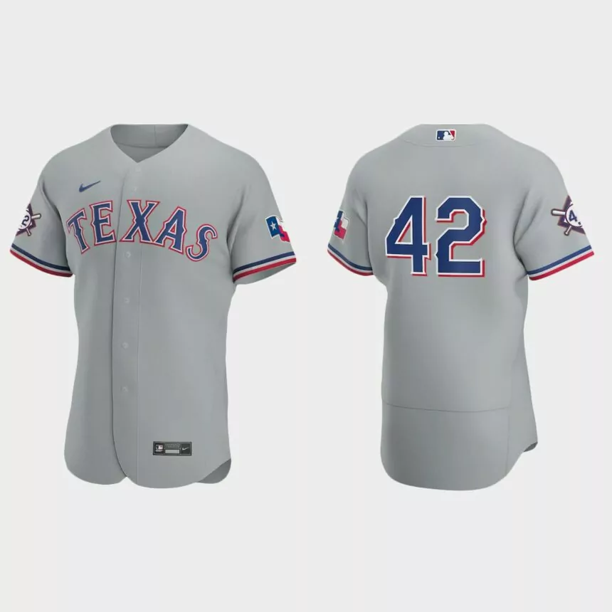 Texas Rangers Jackie Robinson Day Authentic Jersey – Gray