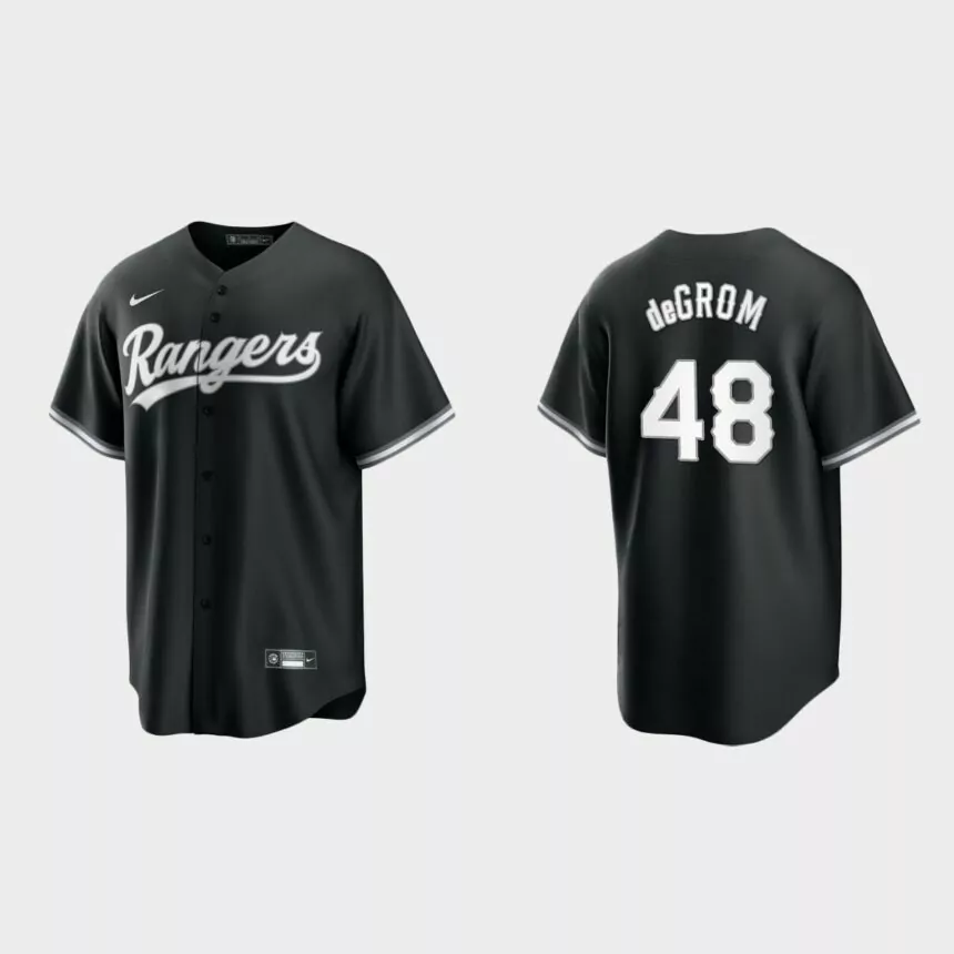 Texas Rangers Jacob deGrom Replica Official Jersey – Black White
