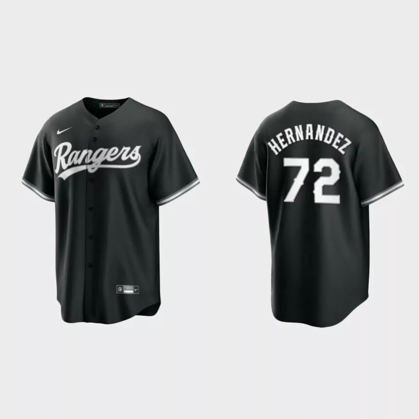 Texas Rangers Jonathan Hernandez Replica Official Jersey – Black White