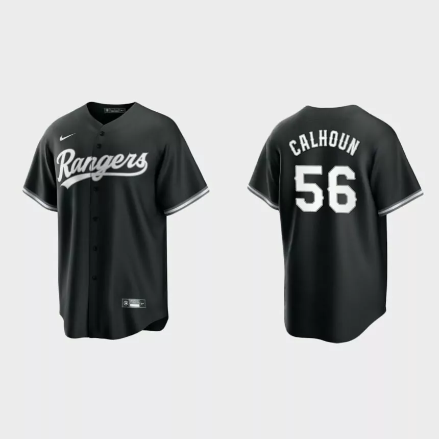 Texas Rangers Kole Calhoun Replica Official Jersey – Black White