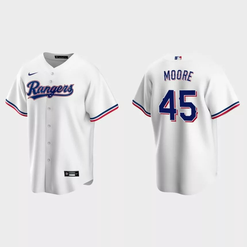 Texas Rangers Matt Moore Replica Home Jersey – White