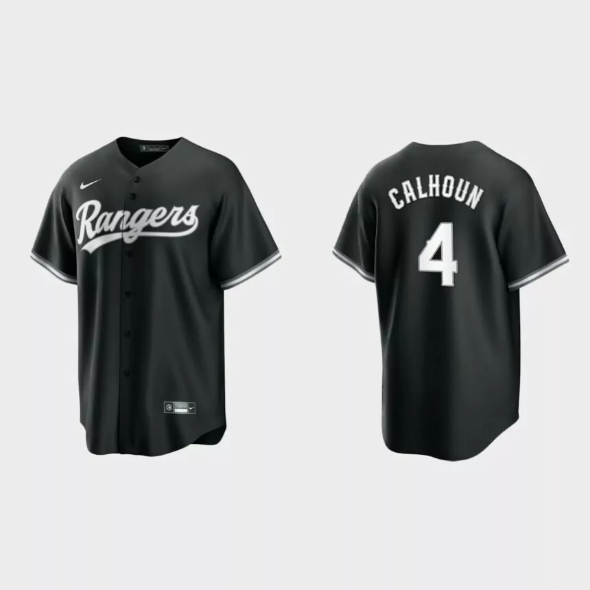 Texas Rangers Willie Calhoun Replica Official Jersey – Black White