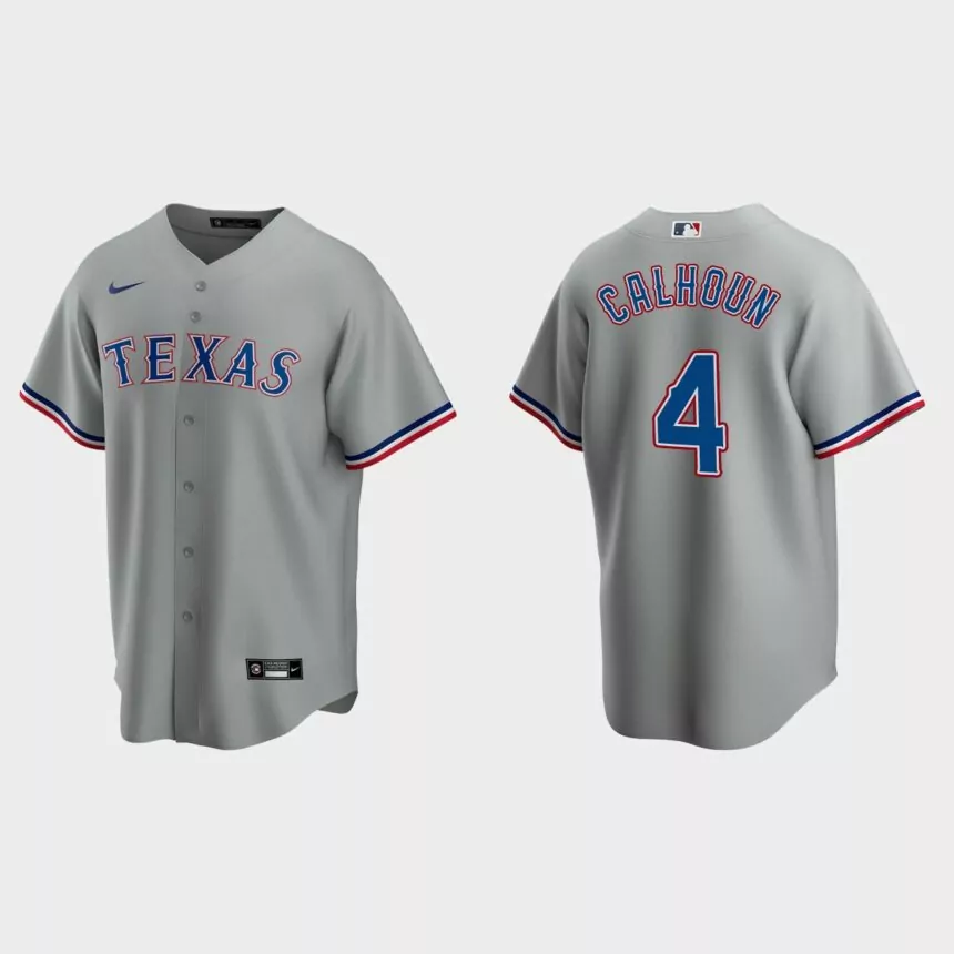 Texas Rangers Willie Calhoun Replica Road Jersey – Gray