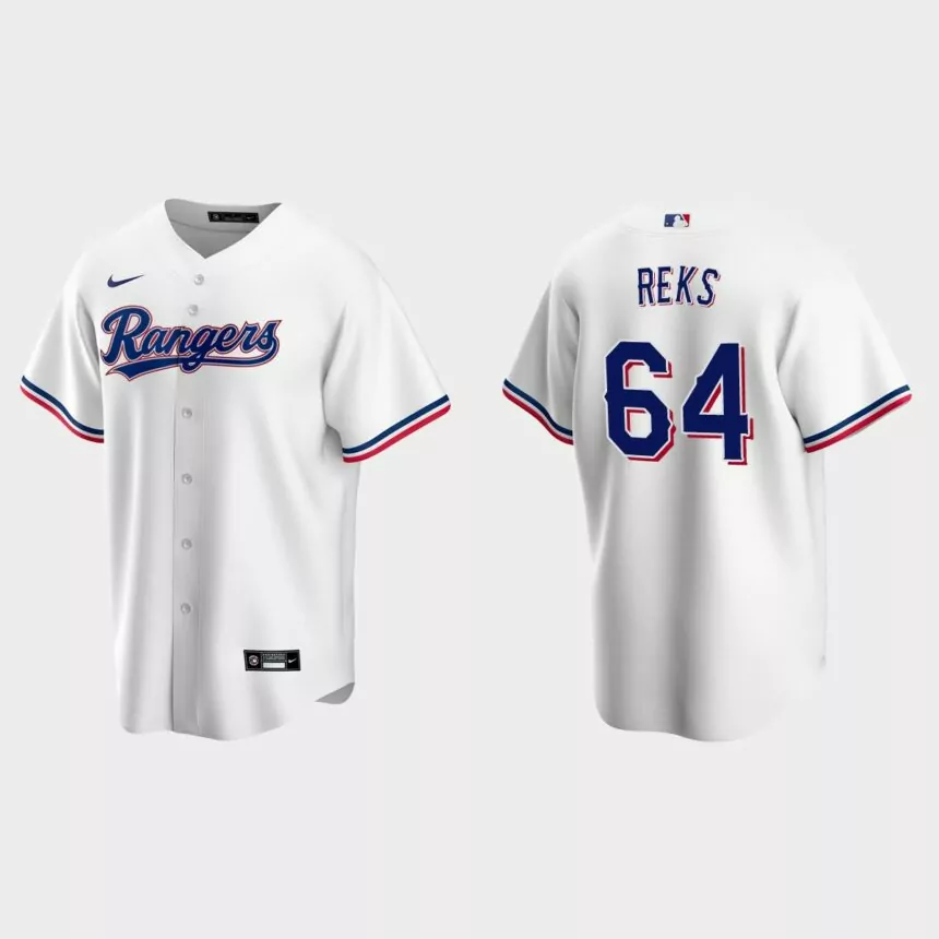 Texas Rangers Zach Reks Replica Home Jersey – White