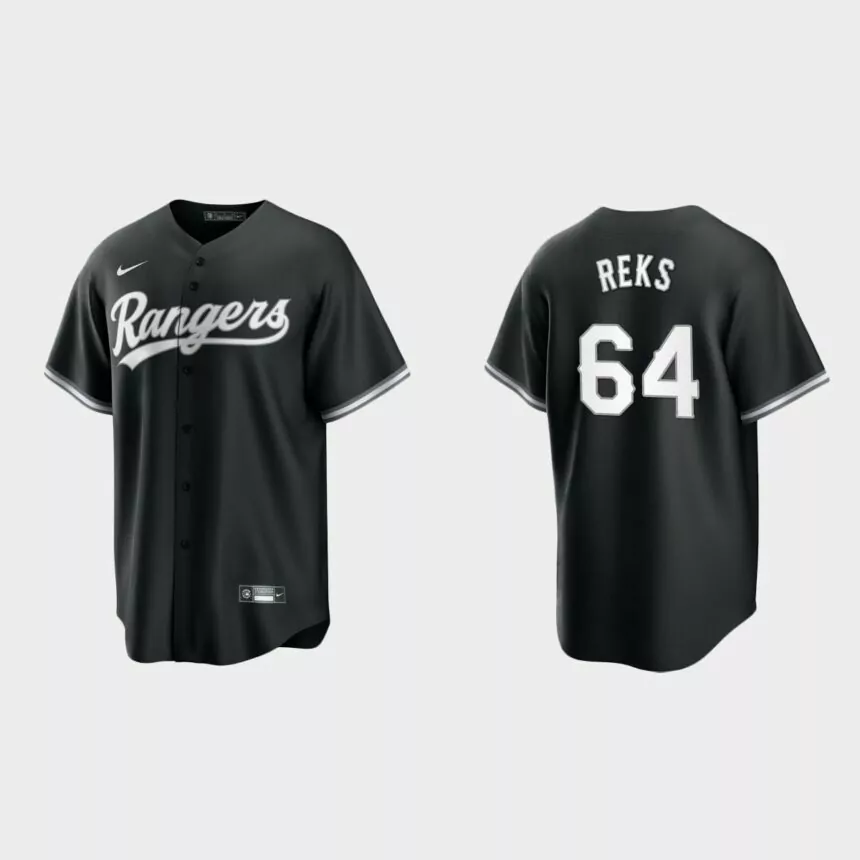 Texas Rangers Zach Reks Replica Official Jersey – Black White